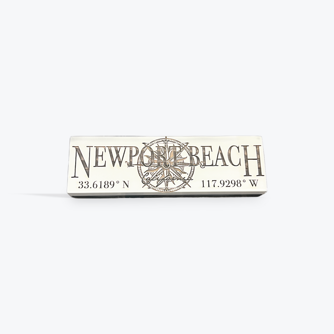 Newport Beach Sign with Coordinates