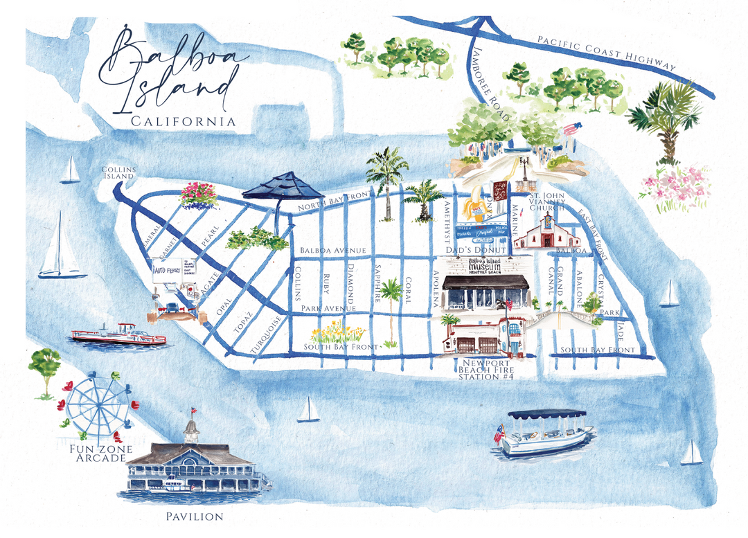 Balboa Island Map Postcard