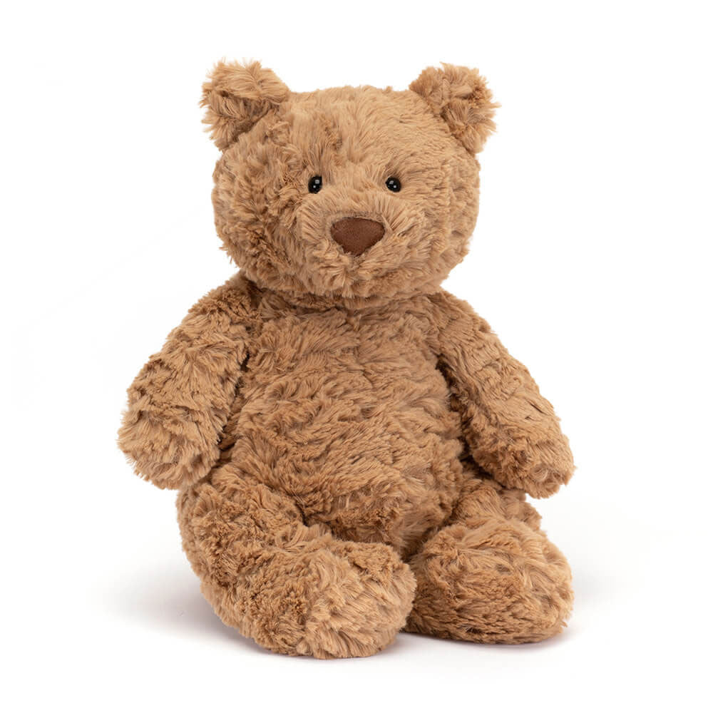 Brown teddy bear on a white background
