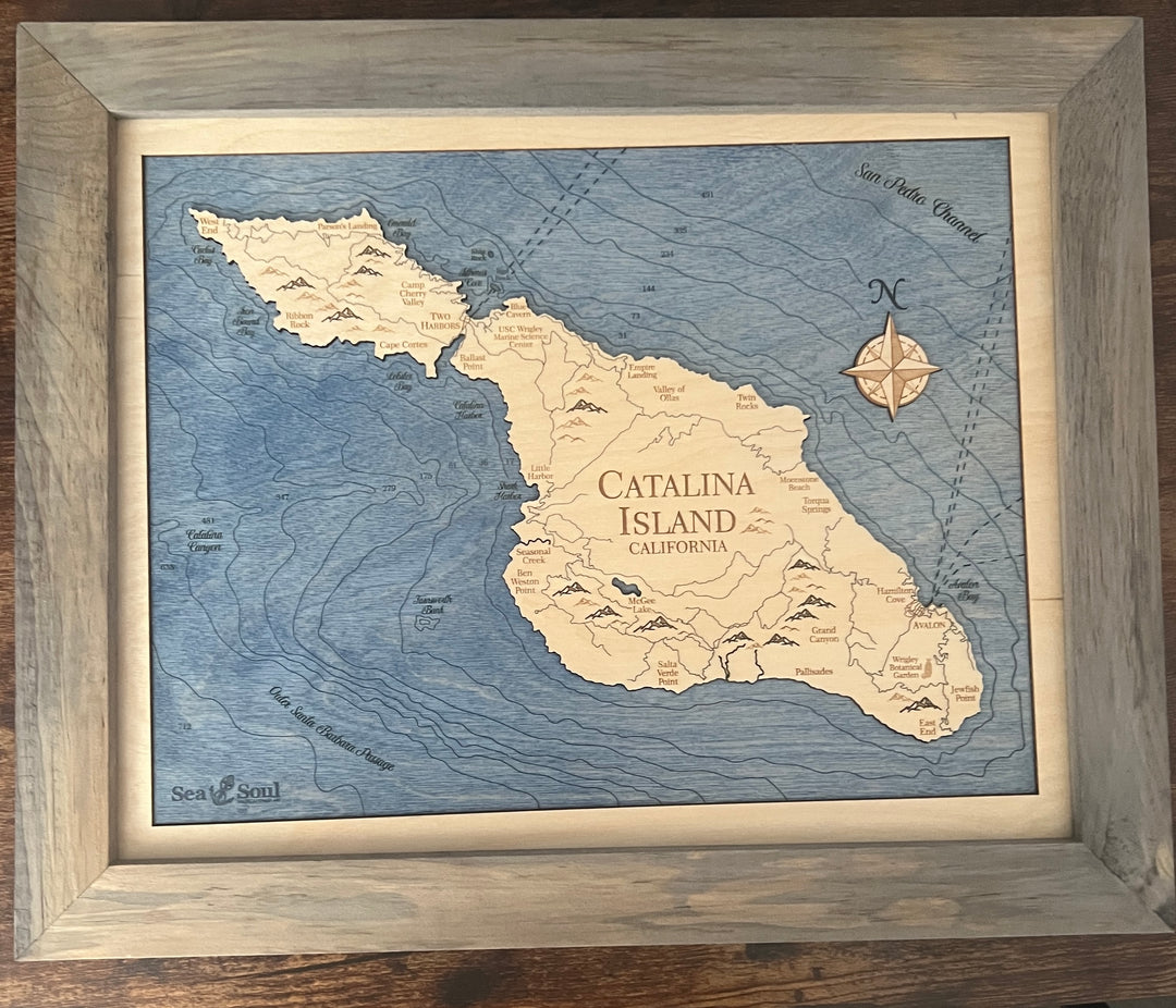 Catalina Island Engrave Map