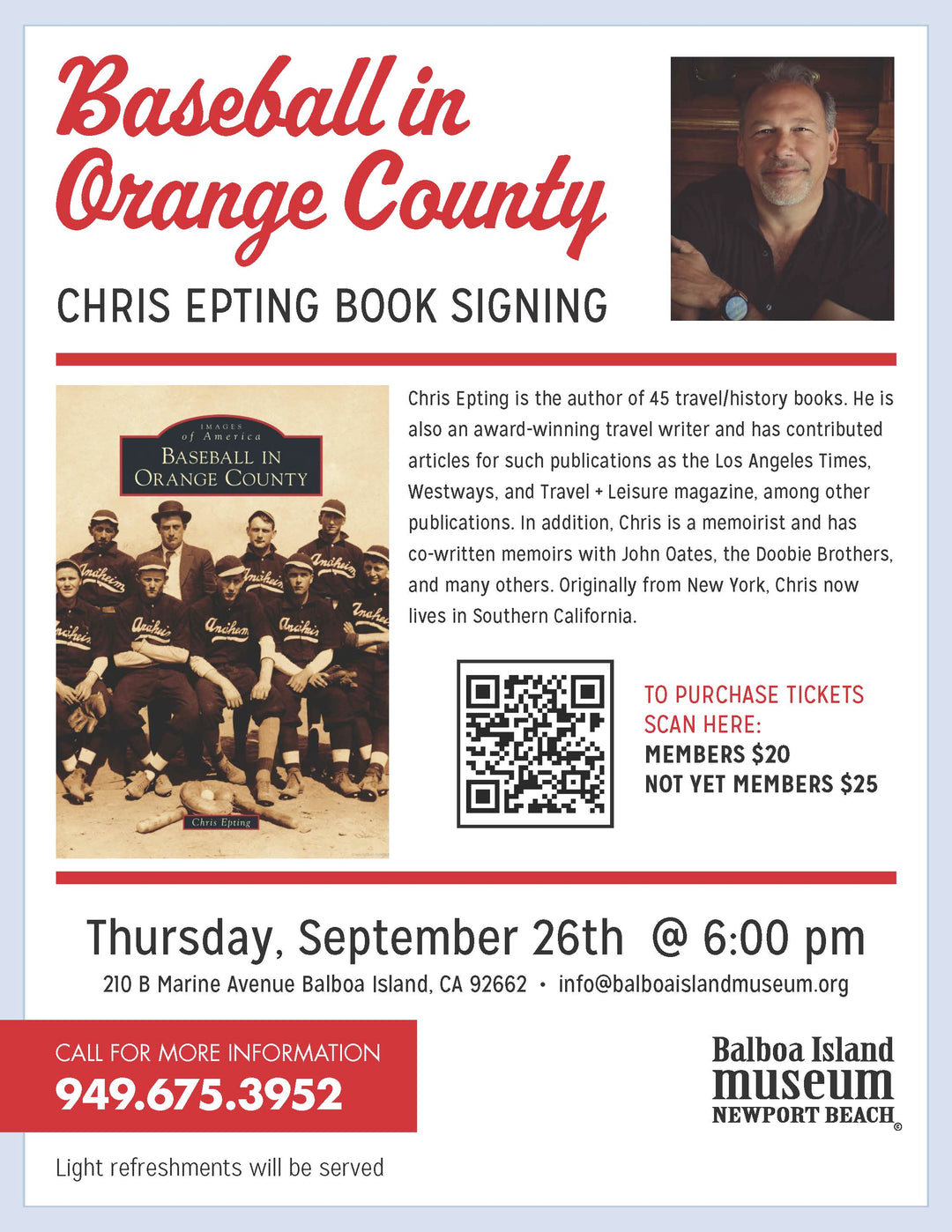 Chris Epting Baseball Speaker Event NOT YET MEMBERS