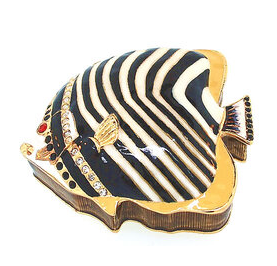 Fish Enamel Box White and Amber