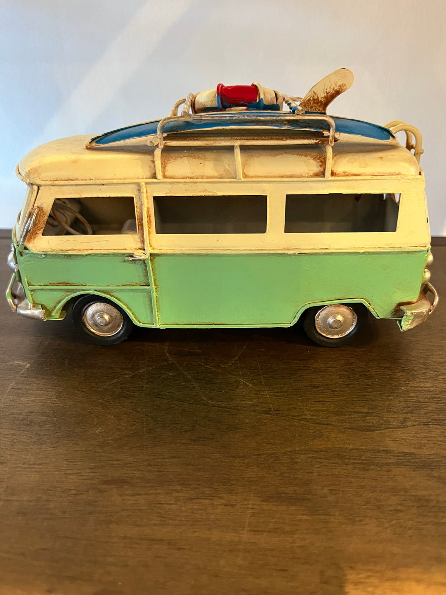 VW Van with Surfboards Seafoam Metal 6.7"