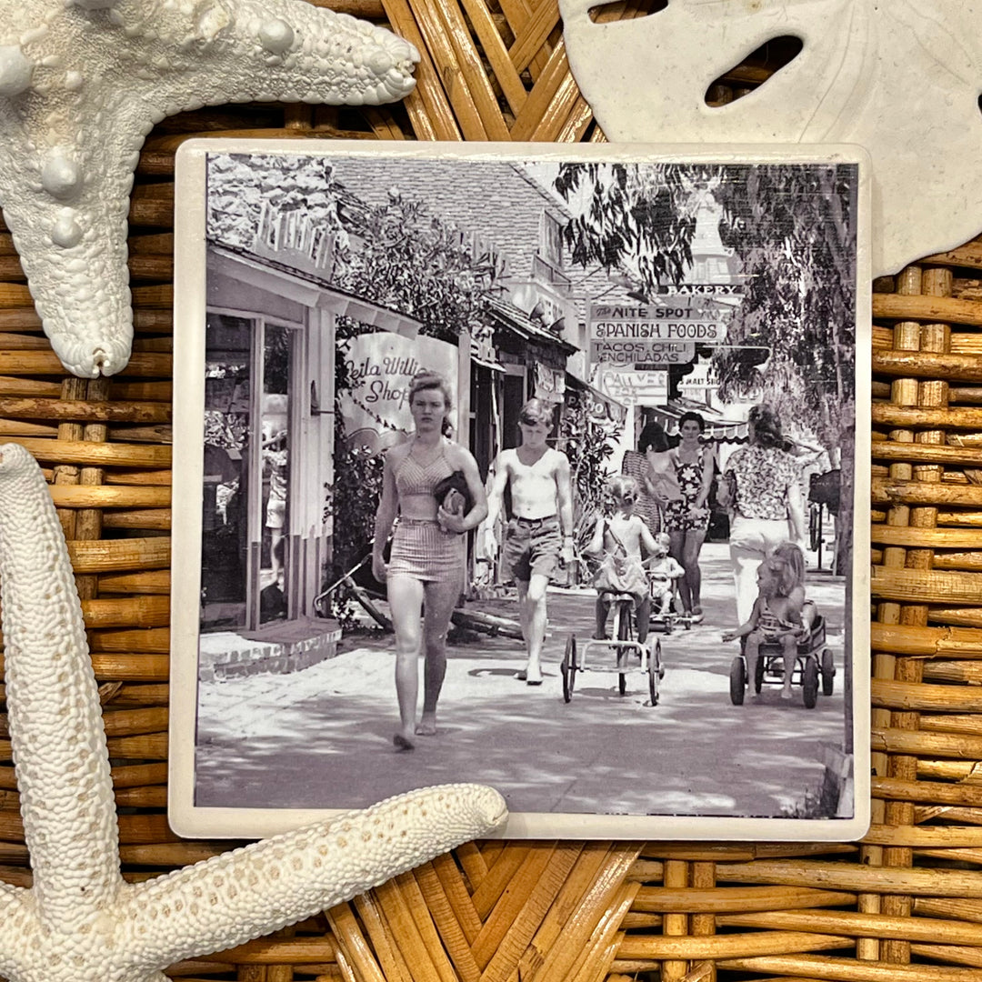 Vintage Black and White Balboa Island Marine Drive Photograph