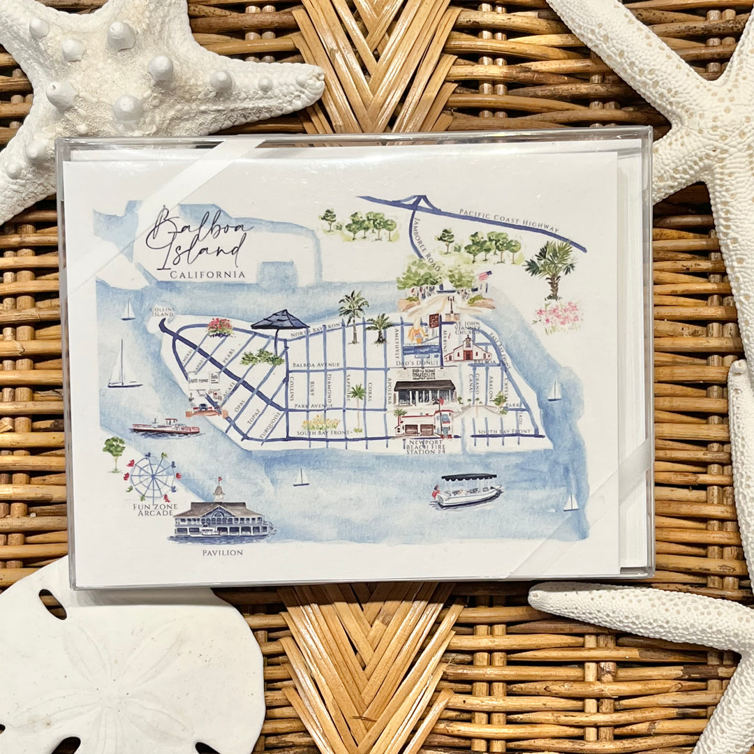 Balboa Island Map Note cards