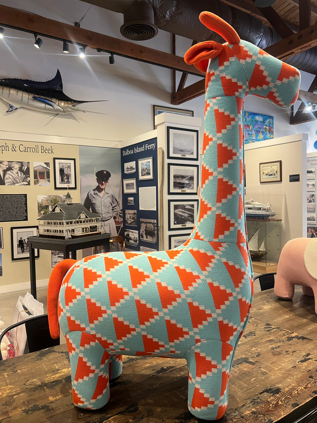 Cotton Knit Giraffe Stool