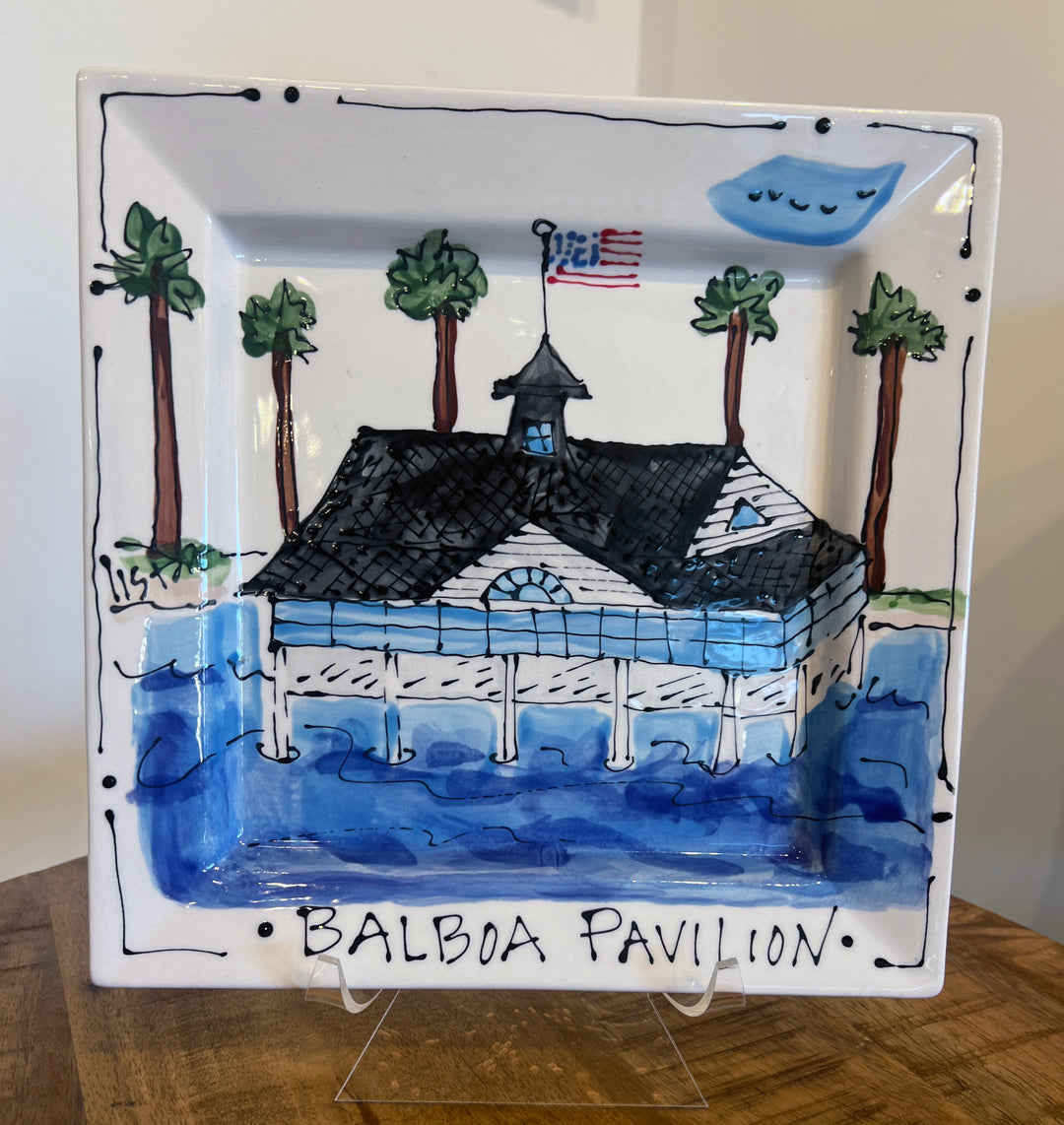 Painted 6" Rimmed Plate Balboa Pavilion