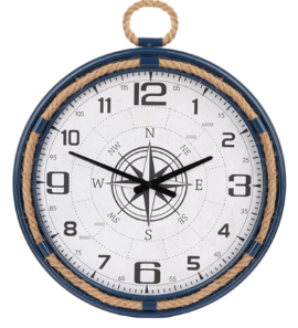 Navy Rope Frame Compass Wall Clock