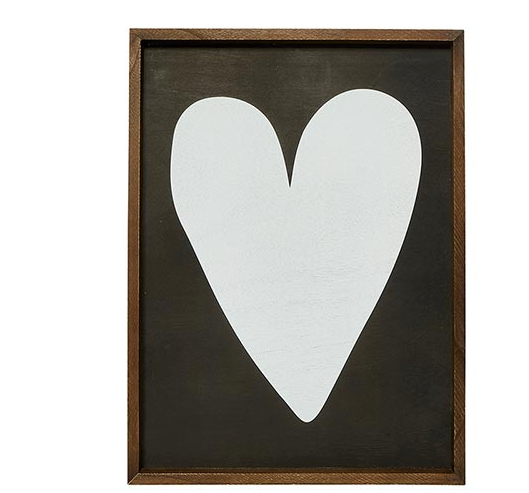 Wood Sign White Heart 
