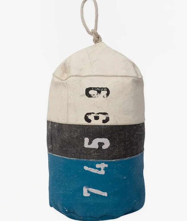 Buoy Shaped Doorstop Painted Canvas Blue