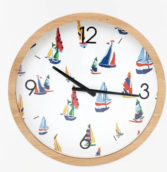 Sailboats with Wood Frame Wall Clock