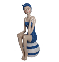Bathing Beauty Blue and White on Stripe Ball
