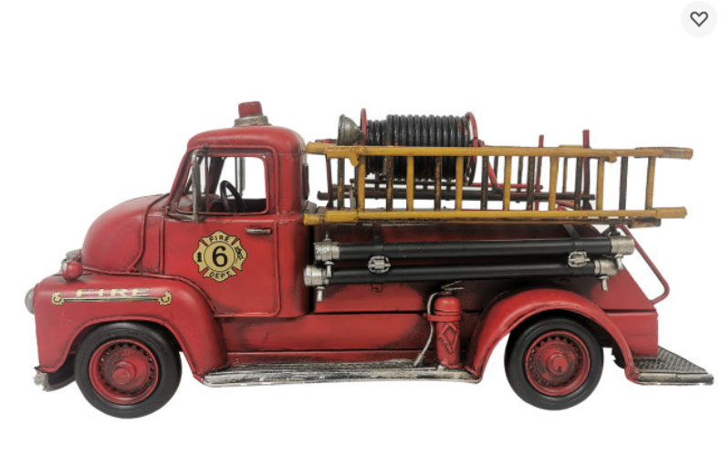 Fire Truck Metal Decor 15"