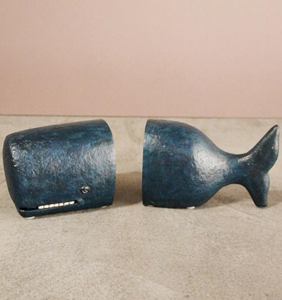 Whale Bookend Set Navy