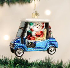 Golf Cart with Santa Ornament