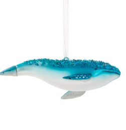 Glittered Whale Ornament