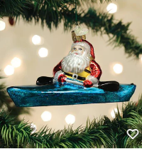 Santa in Kayak Ornament