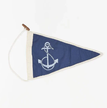 Anchor Burgee Small Navy and Natural