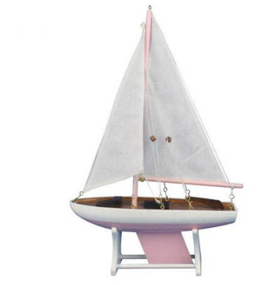 Pink Sailboat 12" Wooden Decorative