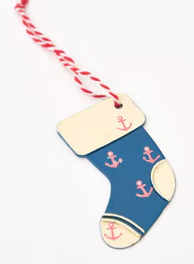 Stocking with Anchors Ornament