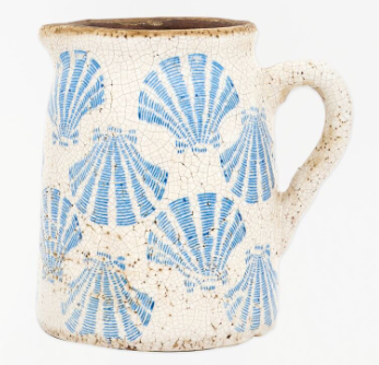 Crackled Shell Pitcher Ceramic Large