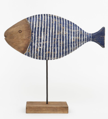 Carved Fish on Base Navy Large