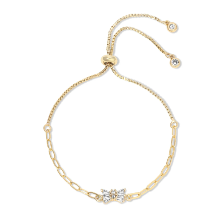 Glitzy Bow Pulley Bracelet - 18k Gold Plated