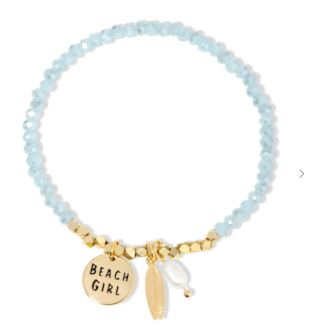 Bracelet with 'Beach Girl' charm on a white background