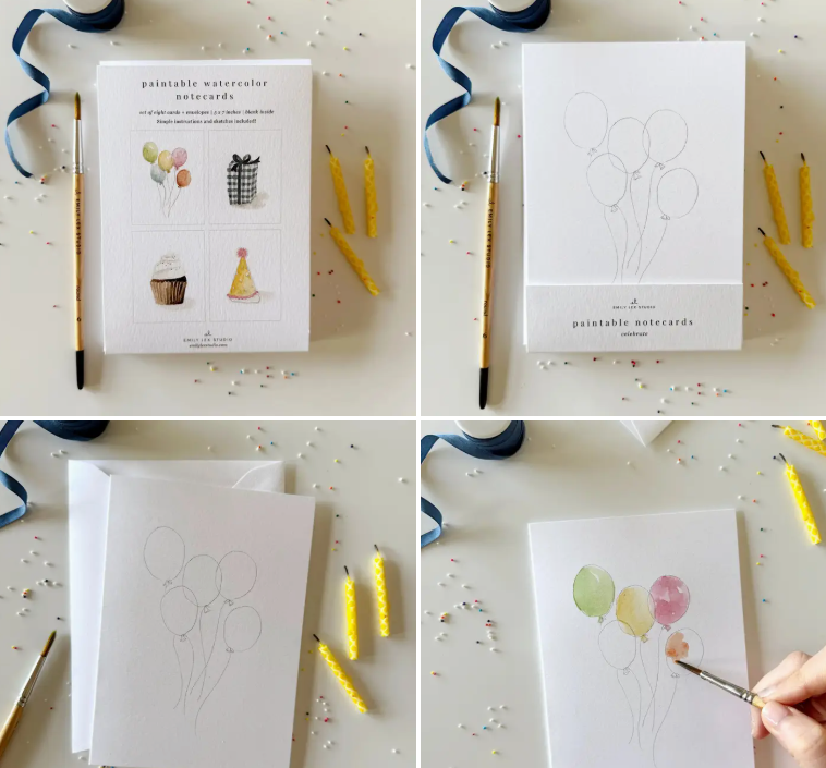 Emily Lex Paintable Notecards Birthday