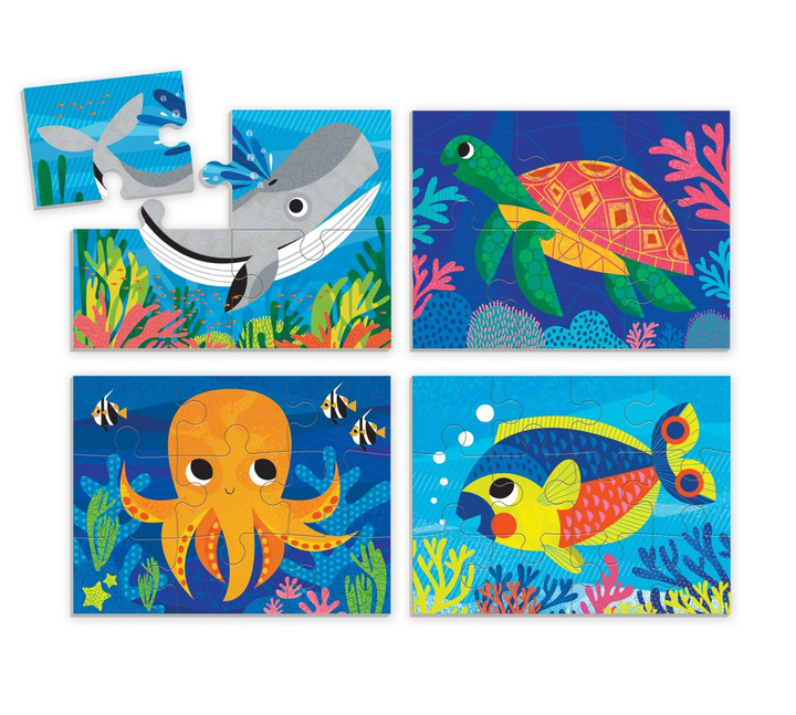 Ocean Friends 4-In-A-Box Puzzle Set