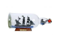 Captain Kidds Model Ship in Glass Bottle 11"