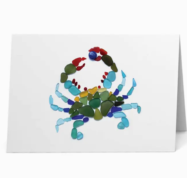 Sea Glass Blue Crab Card