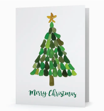 Sea Glass Christmas Tree Card