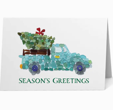 Sea Glass Pickup Truck Card