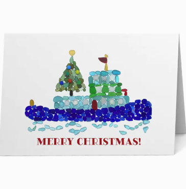 Sea Glass Tug Boat Card