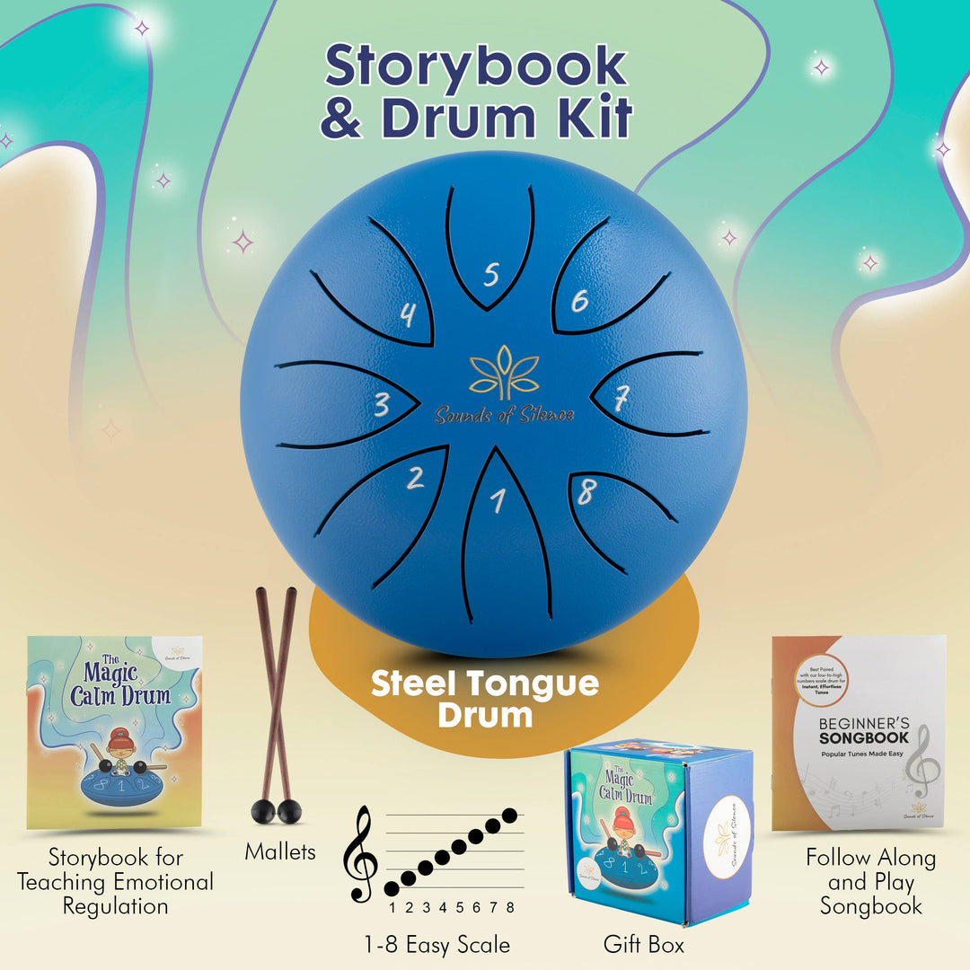 Magic Calm Drum Steel Tongue Drum, Songbook And Storybook