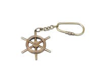 Solid Brass/Copper Ship Wheel Key Chain 5"
