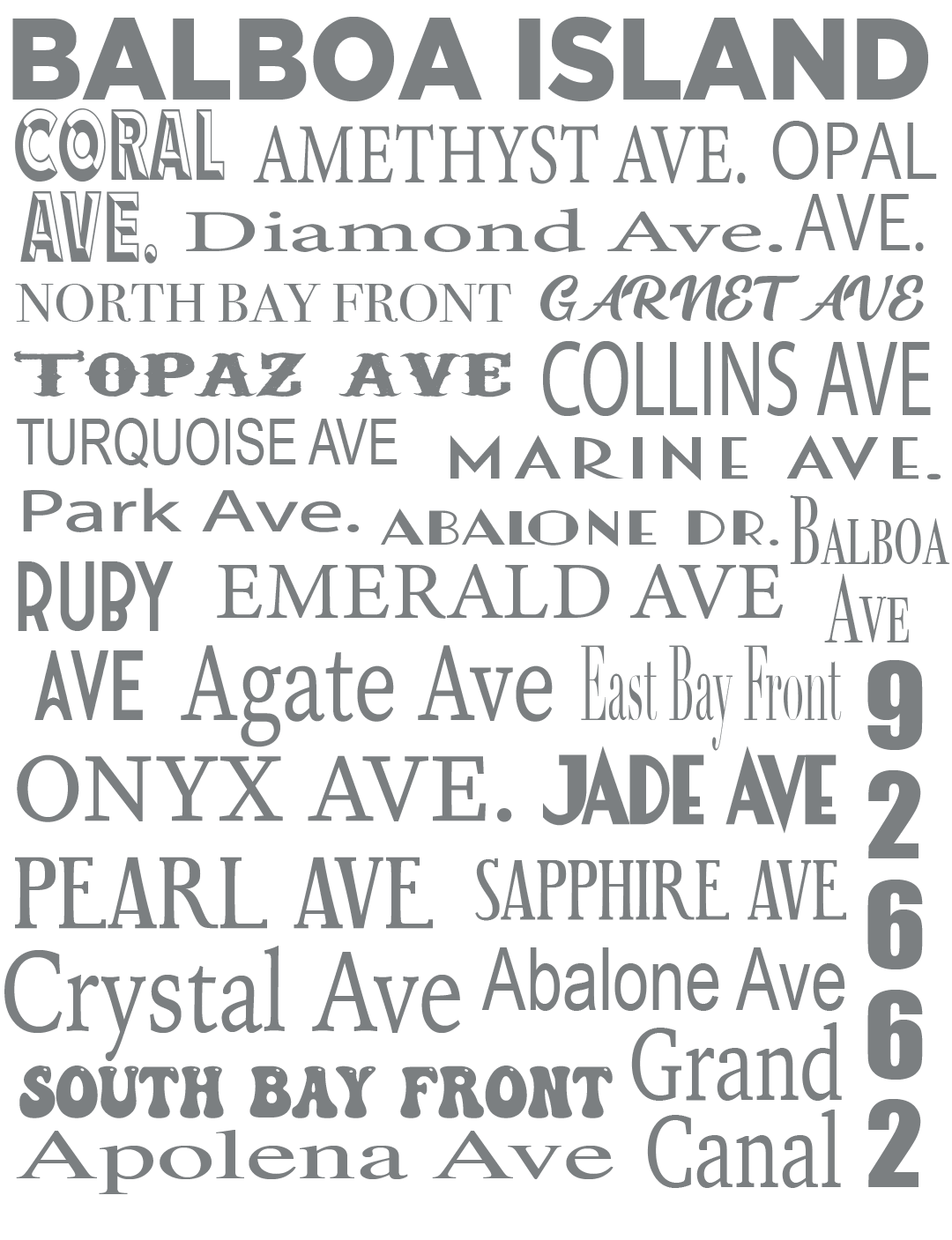 Street Name Balboa Island Print with Matte