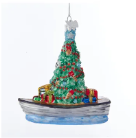 Christmas Tree on Boat Ornament