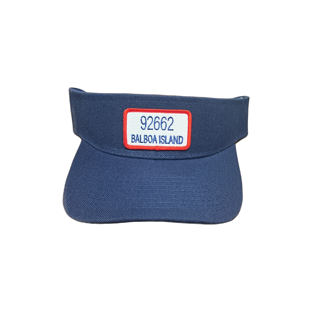 Navy Visor with 92662 Balboa Island Patch