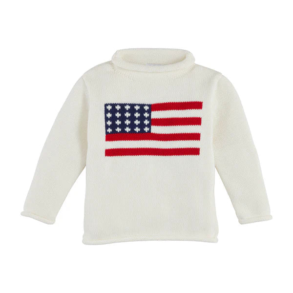 Mud Pie American Flag Rollneck Knit Sweater