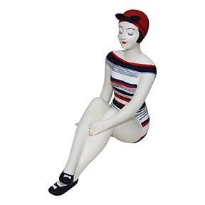 Bathing Beauty DL2114F Red, White & Navy Striped Suit